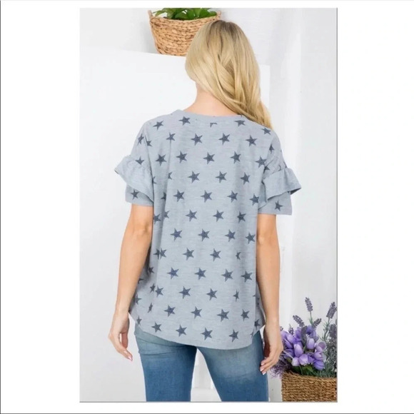 Star⭐️ print ruffle sleeve top - Picture 4 of 9